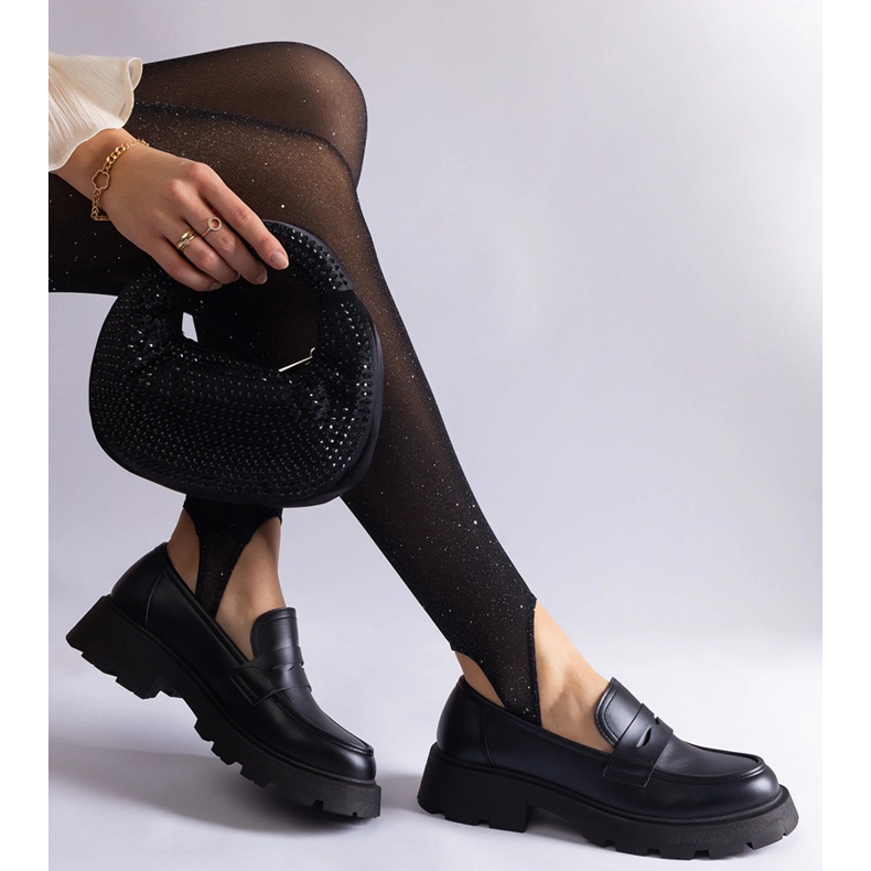 Mustat naisten mokasiinit eko-nahasta 2