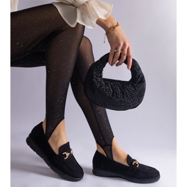 Mustat naisten mokkasiinit, joissa on ekologinen mokka ketjulla 1