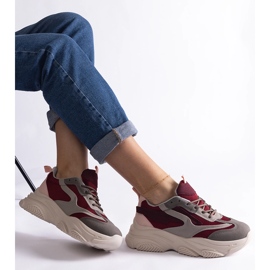 Burgundin ja harmaat naisten tennarit punainen 1