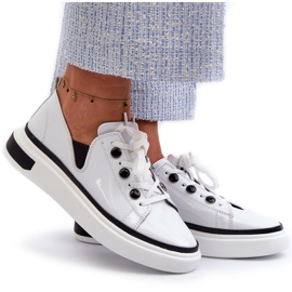 S.Barski Nahka lakattu naisten urheilukengät lr535 valkoinen 4