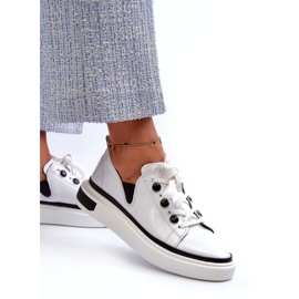 S.Barski Nahka lakattu naisten urheilukengät lr535 valkoinen 2