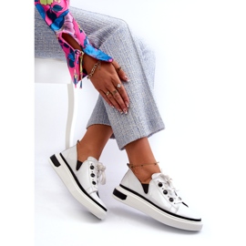 S.Barski Nahka lakattu naisten urheilukengät lr535 valkoinen 3