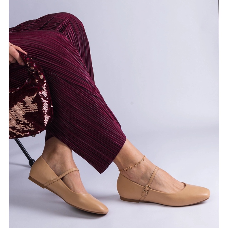 Beige balleriinit ekologisilla nauhoilla 2