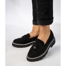 Naisten mustat mokkanahkaiset leipät zirkonilla 1