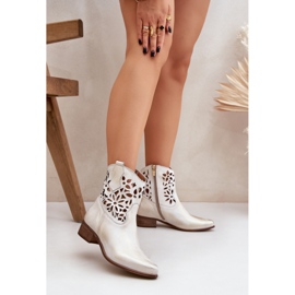 Zazoo 3404 Openwork -saappaat, joissa on alhainen katkaistu nahkainen nahka kultainen 2