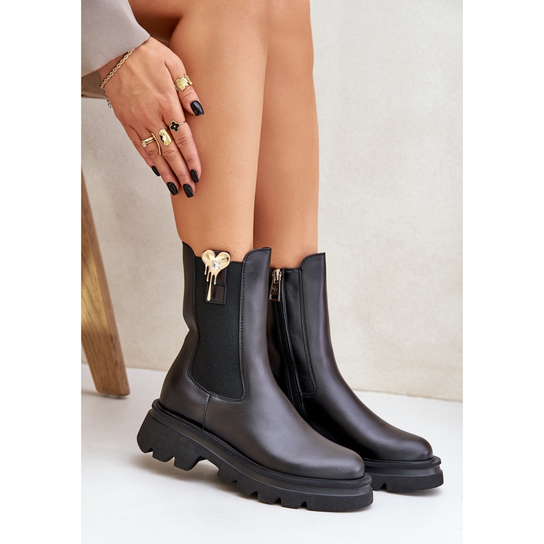 Nahkaiset Chelsea-saappaat koristeella CheBello 4537 Musta 2