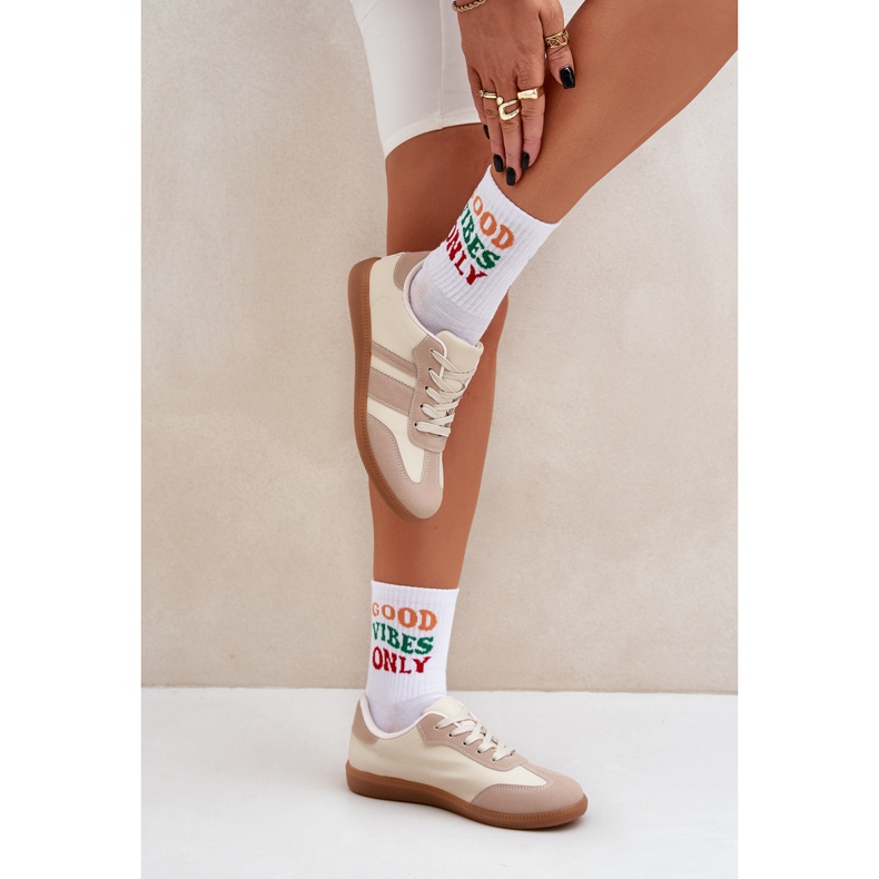 Matalat naisten lenkkarit, joissa on ekologinen nahkainen beige 2