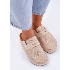 Naisten tossut, jotka on koristeltu zirkonilla beige -laiturilla 2