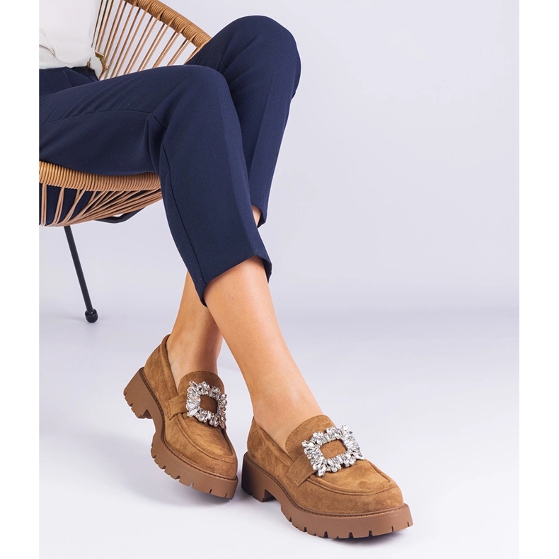 Brown Women's Leafers Ekozamszista tyylikkäällä sisustuksella ruskea 2