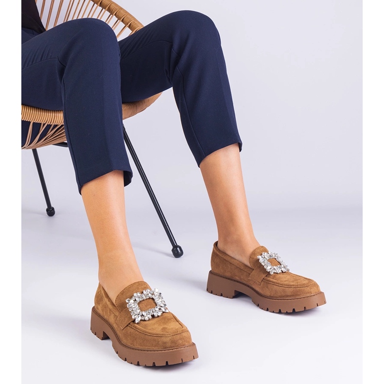 Brown Women's Leafers Ekozamszista tyylikkäällä sisustuksella ruskea 1