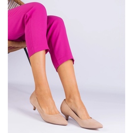 Beige pumput Ekozamszista matalalla nastalla 1