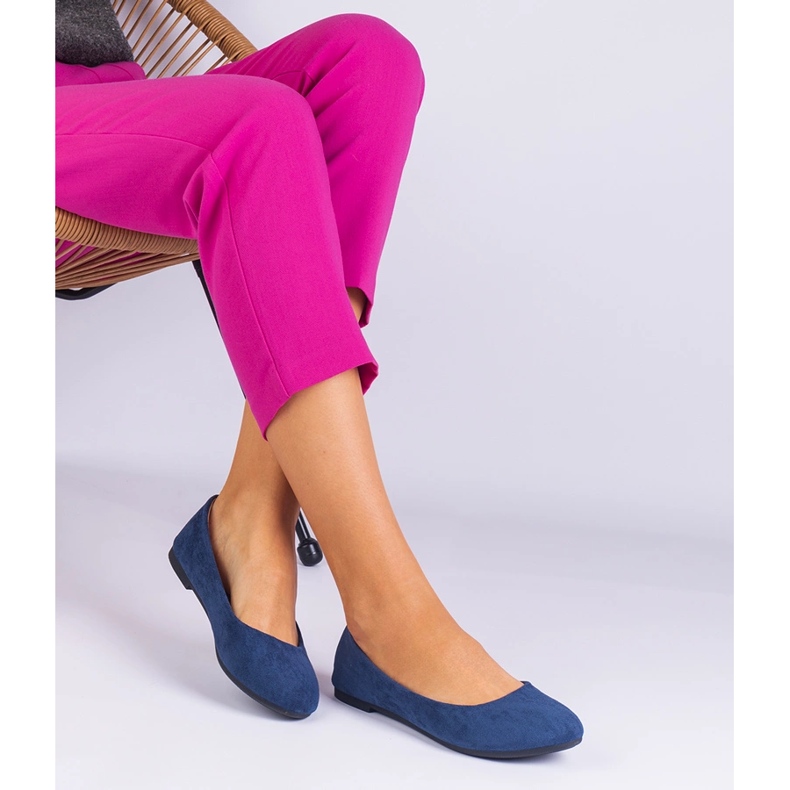 Naisten laivastonsininen balleriinien mokkanahka 1