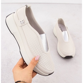 Nahka mukavat naisten liukuvat kengät beige t.sokolski 456 1