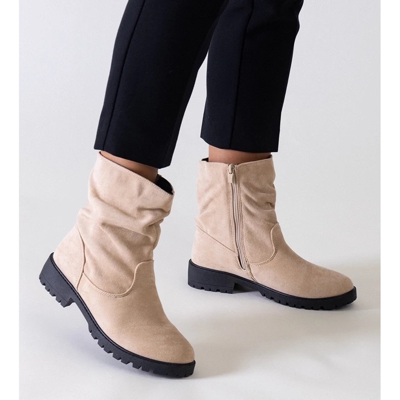 Musta työntekijöiden naisten talvisaappaat paksupohjaisella, mustat nilkkurit vetoketjulla 2