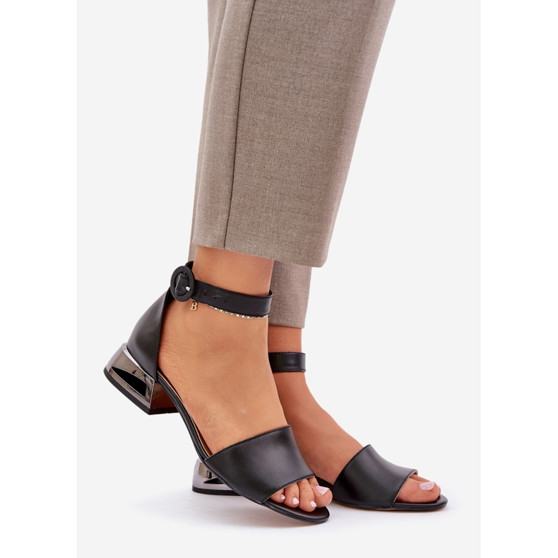 Nahka sandaalit hopea kantapää Laura Messi 2143 musta 2