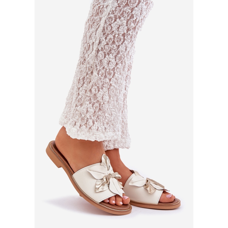 Tossut, joissa on koristelu luonnonahka zazoo 3667 valkoinen 1