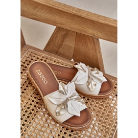 Tossut, joissa on koristelu luonnonahka zazoo 3667 valkoinen 2