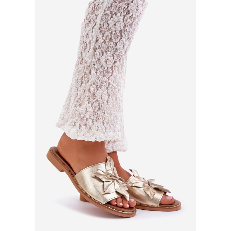 Tossut, joissa on koristelu luonnonahka zazoo 3667 zlotys kultainen 1