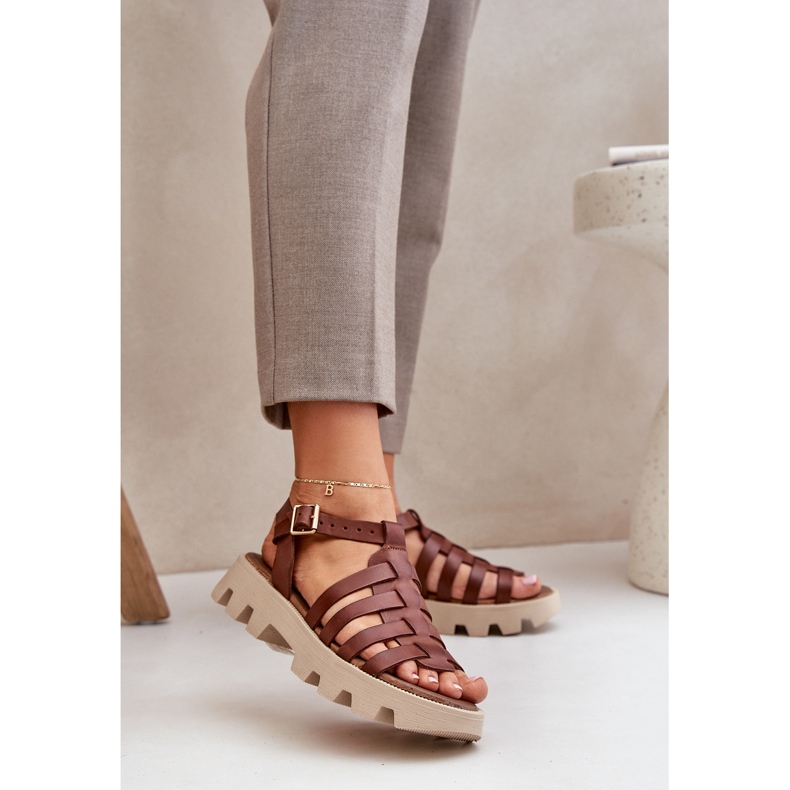 Naisten nahka sandaalit Zazoo 3695 ruskea 2