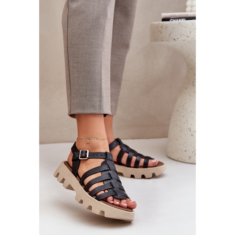 Naisten nahka sandaalit Zazoo 3695 musta 2