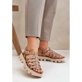 Naisten nahka sandaalit Zazoo 3695 beige 2