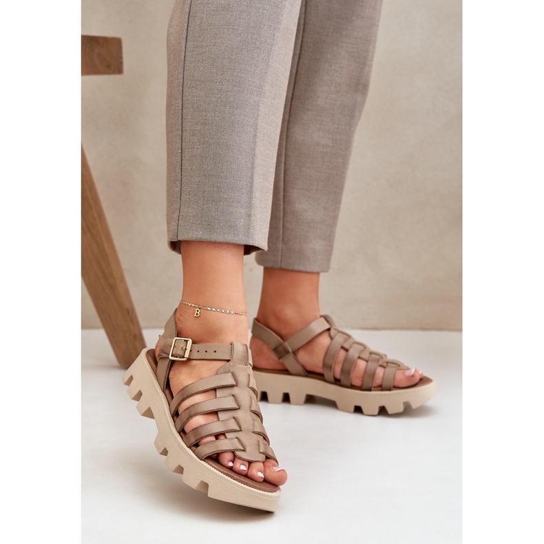 Naisten nahka sandaalit Zazoo 3695 beige 2