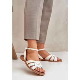 Lewski Shoes Zazoo 3688 Ecru, litteät jalkapallo -sandaalit valkoinen 2