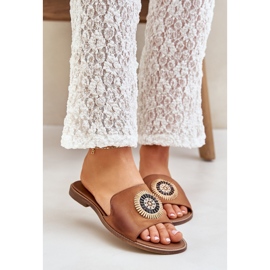 Lewski Shoes Nahkainen läppä, jossa on litteä Lewski 3047/o Camel ruskea 1