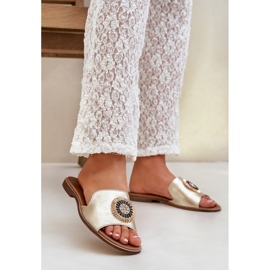 Lewski Shoes Nahkainen flops litteällä Lewski Złote kultainen 2