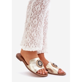 Lewski Shoes Nahkainen flops litteällä Lewski Złote kultainen 1