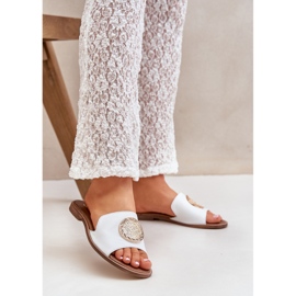 Nahkahäpät litteällä koristeella Zazoo 3047/o valkoinen 2