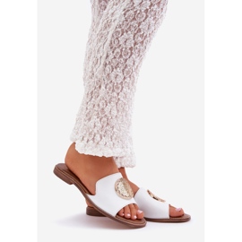 Nahkahäpät litteällä koristeella Zazoo 3047/o valkoinen 1