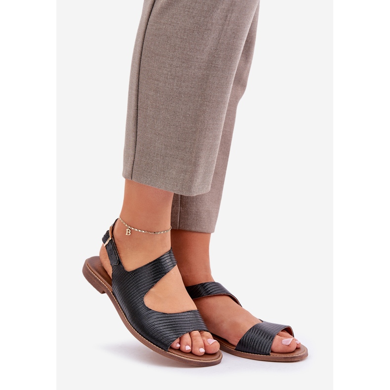 Lewski Shoes Nahka -sandaalit soljelle pumppaamalla Lewski 3041 Black musta 1