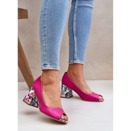 Lewski Shoes Nahkapumput koristeellisella kantapään Lewski -kengillä 2608/K Fuchsja vaaleanpunainen 2