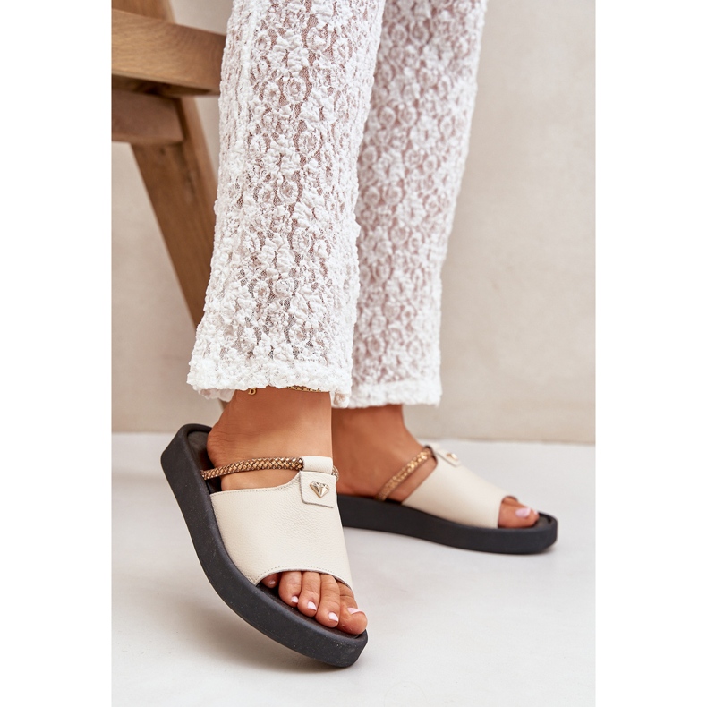 Zazoo 2896 Naisten nahkatohvelit beige 2