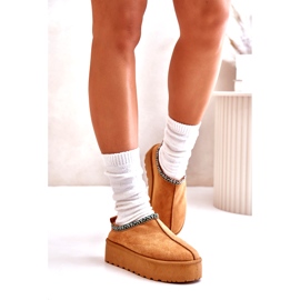 Naisten tossut laiturilla kamelin kirjonnoilla beige 3