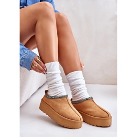 Naisten tossut laiturilla kamelin kirjonnoilla beige 5