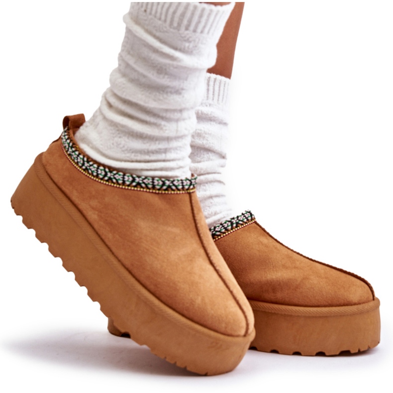 Naisten tossut laiturilla kamelin kirjonnoilla beige 6