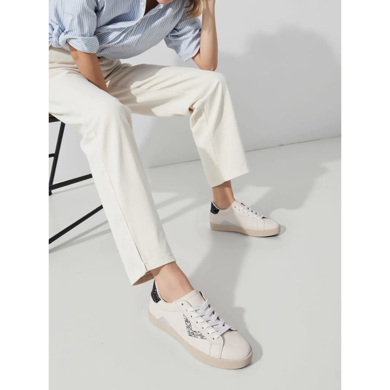 Naisten lenkkarit brokadi hopea -lisäosat valkoinen 1