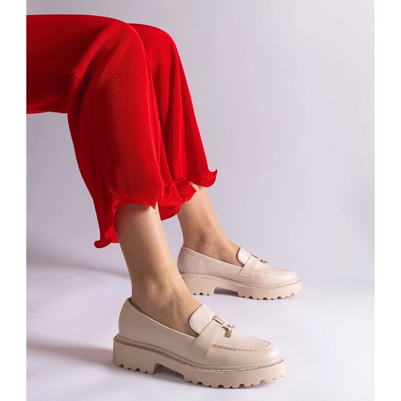 Beige Eco -Leather -leivänkoristeet, jotka on koristeltu zirkonilla 1