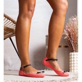 D/GMR Naisten balleriinit vaaleanpunainen kumilla keula- ja kanervakukkalalla 1