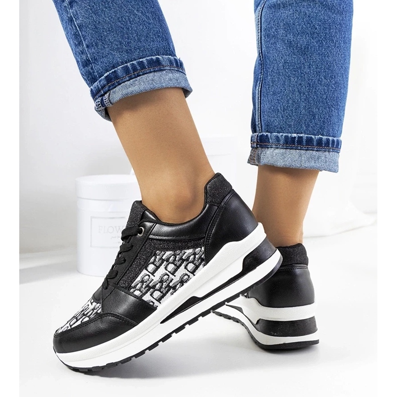 D/GMR Mustat urheilukengät lenkkarit paksulla pohjalla pitsi -uup aloisia 2