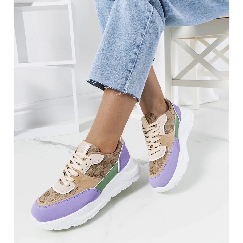 D/GMR Elyne naisten beigen ja violetin lenkkarit violetti 1