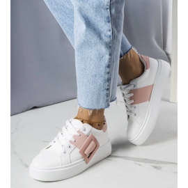 D/GMR Valkoiset tennarit, joissa on vaaleanpunainen Toni-solki valkoinen 1