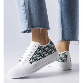 D/GMR Naisten valkoiset nauhoitetut lenkkarit, joilla on muodikas markiisi -kuvio valkoinen 1