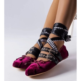 D/GMR Boutot-soljella kiinnitetyt viininpunaiset ballerinat punainen 2