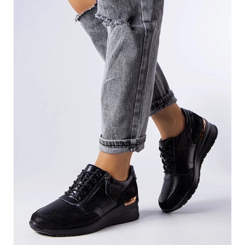 D/GMR Jazzar mustat harjakattoiset nahkakengät 1