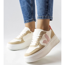 D/GMR Valkoiset tennarit, joissa vaaleanpunainen Plouffe-sisäosa valkoinen 2