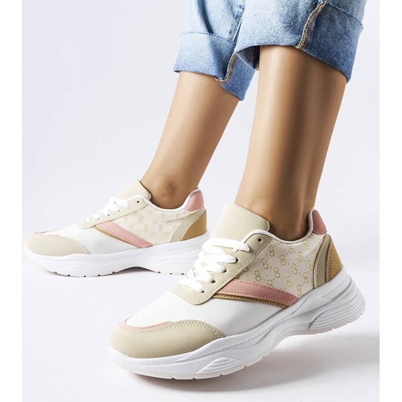 D/GMR Beiget ja valkoiset tennarit, joissa kullanvärinen aksentti 2