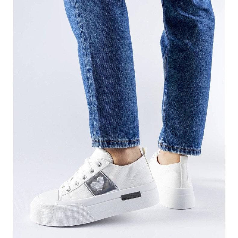 D/GMR Valkoiset ja hopeiset Lawtonin alustalenkkarit valkoinen 1